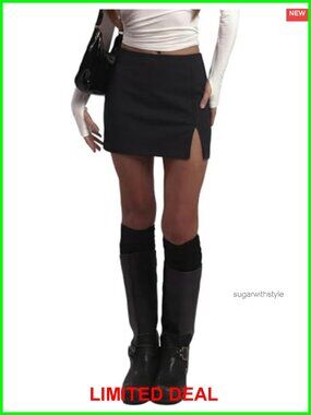 Women's Mini Skirt with Inner Shorts Low Waist Side Split Skort